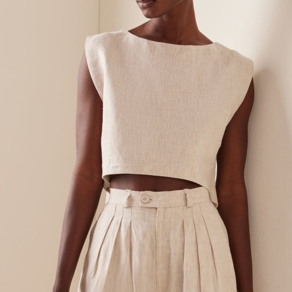 Posse Tops - Posse Exclusive Martina Linen Crop Top Small